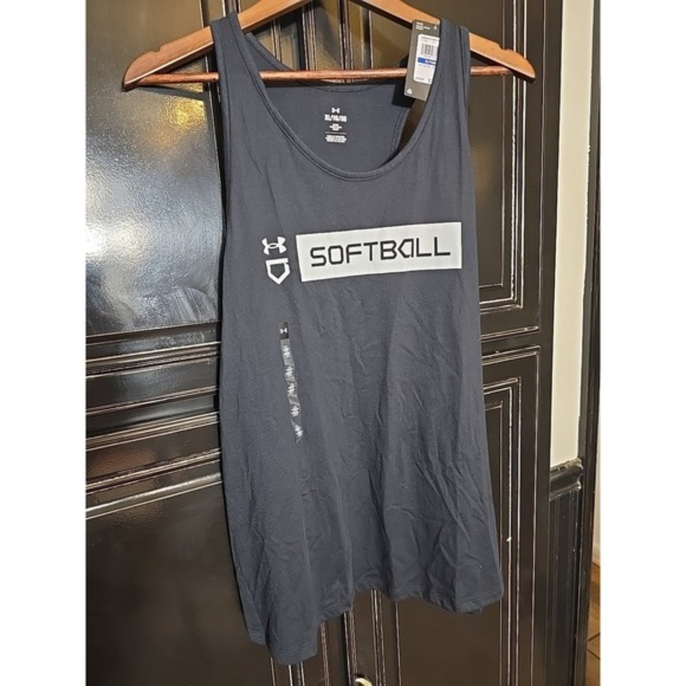 Under Armour Softball Wordmark Bar Womens Large‎ Tank Top Black